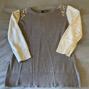 Two toned embellished sweater